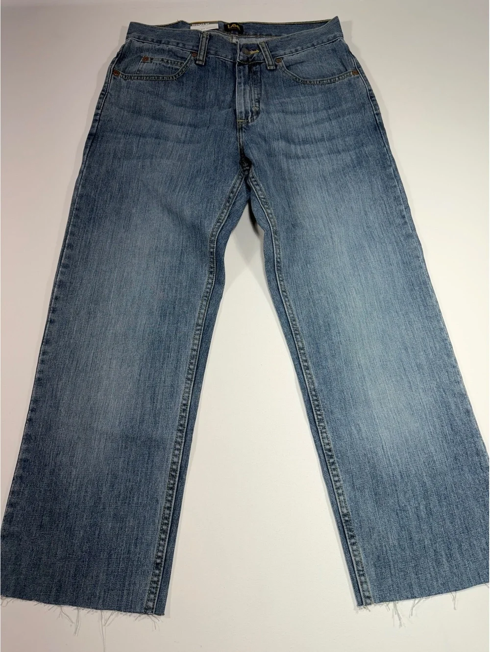 Lee Regular Fit Straight Leg Jeans Men’s 30x29 NWT Cut Hem Blue Denim